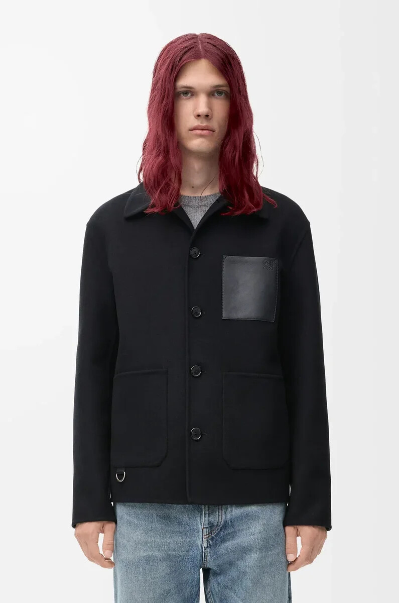 chaqueta de trabajo de lana y cachemira negra