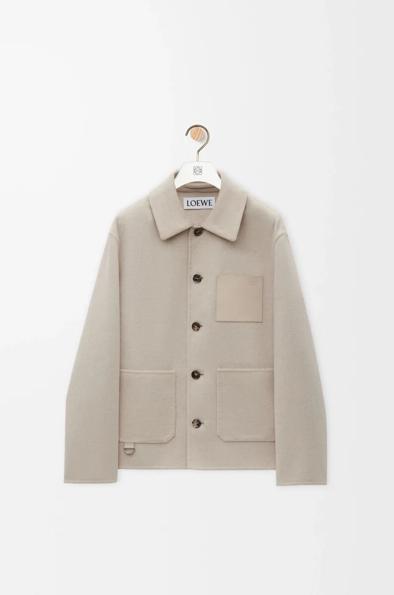 chaqueta de trabajo de lana y cachemira beige claro melange