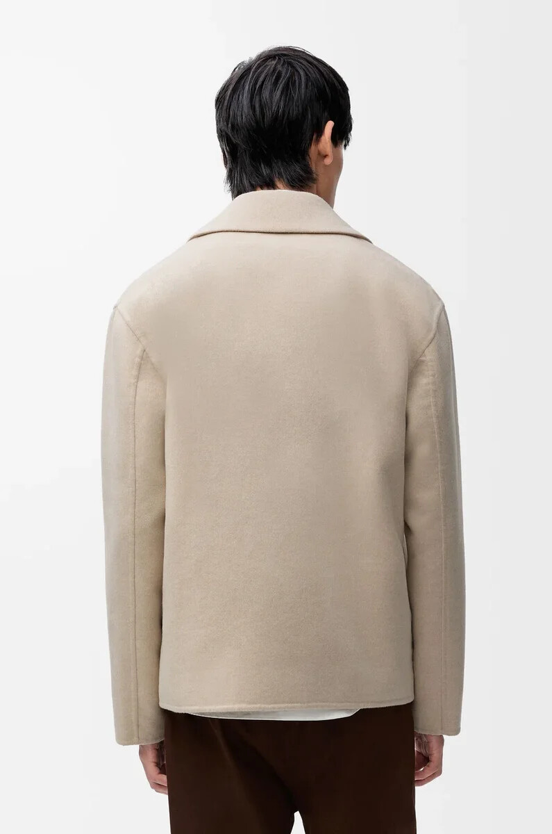 chaqueta de trabajo de lana y cachemira beige claro melange