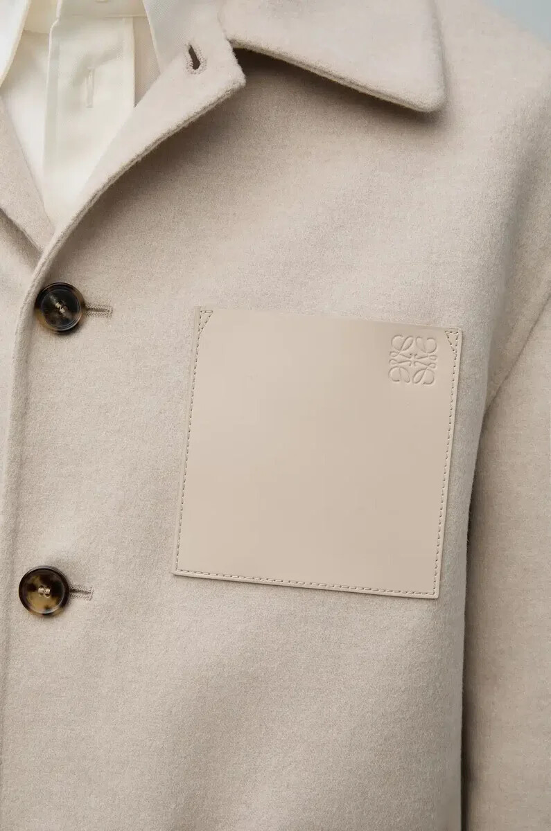 chaqueta de trabajo de lana y cachemira beige claro melange