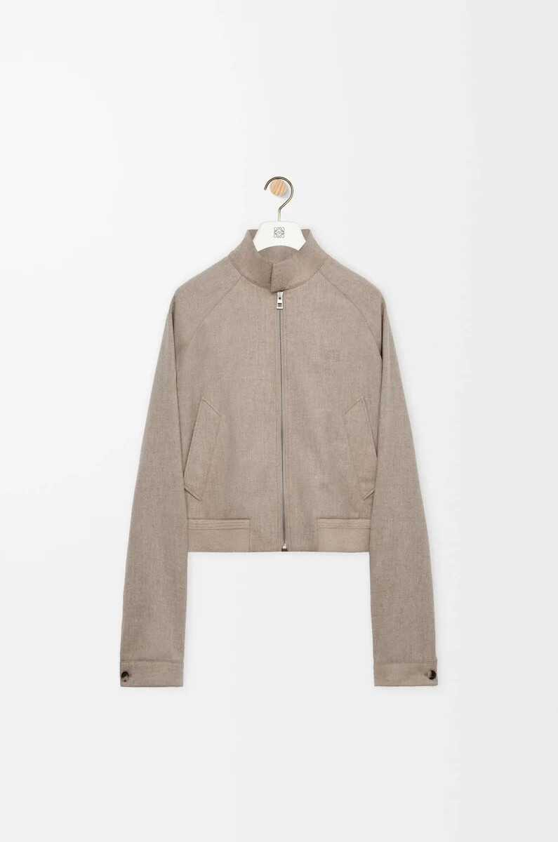 chaqueta con cremallera de lana y cachemira beige melange