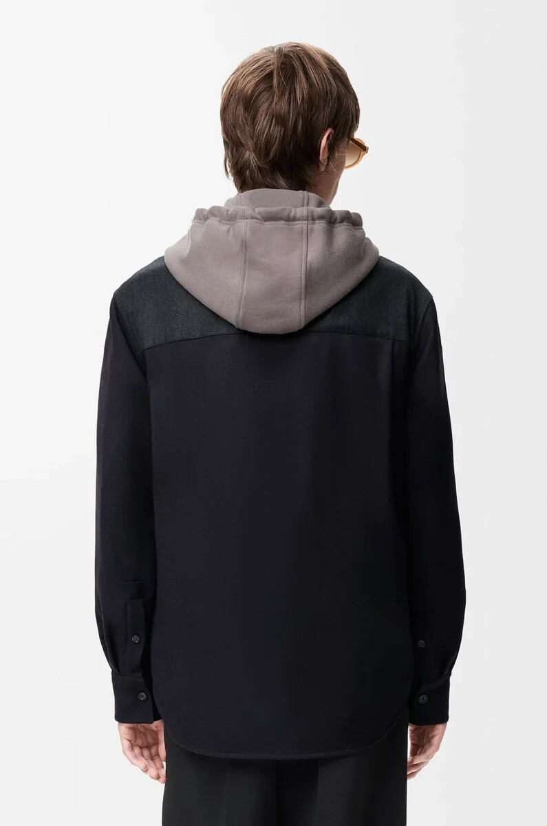 chaqueta híbrida de lana azul marinogris