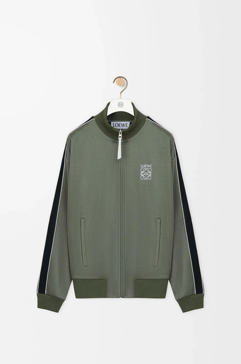 chaqueta de chándal en jersey técnico verde caqui