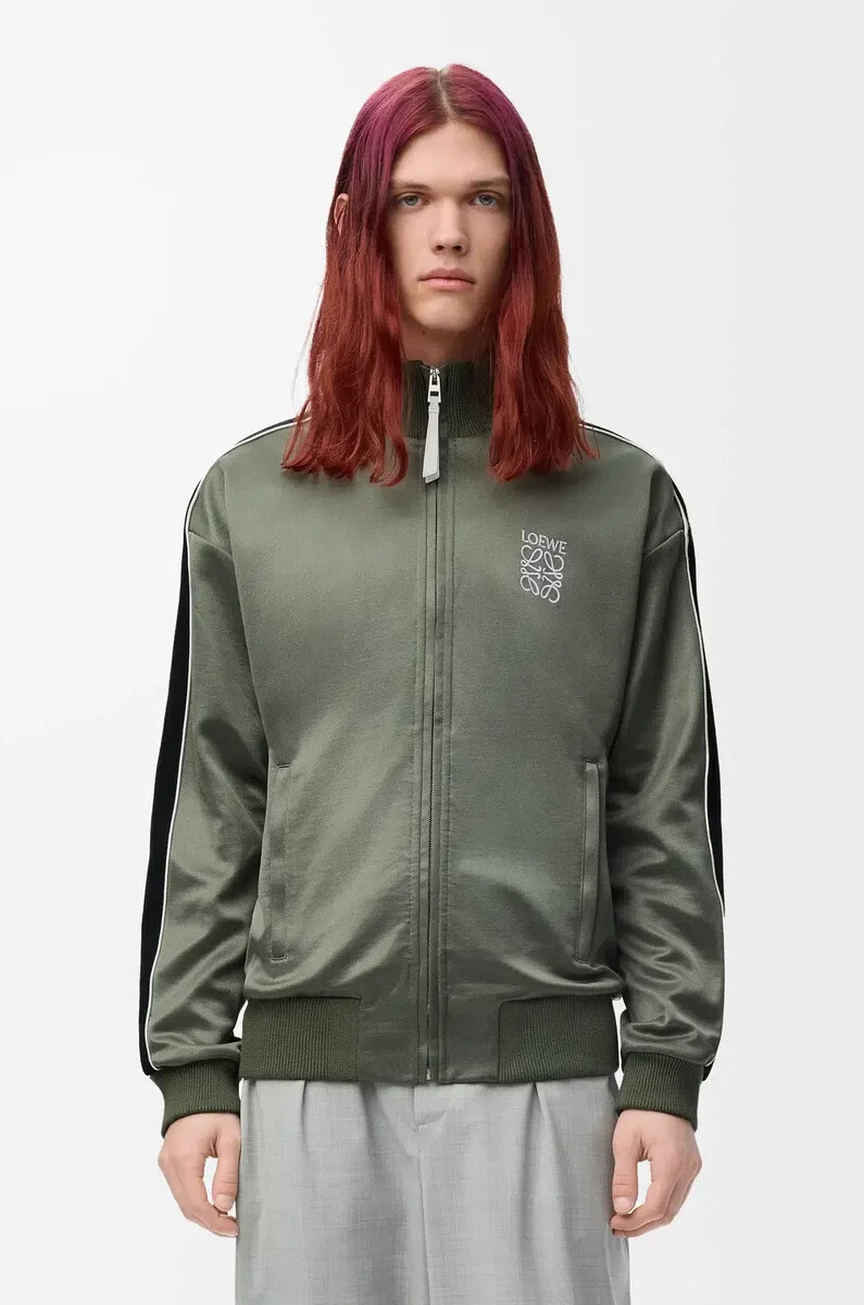chaqueta de chándal en jersey técnico verde caqui