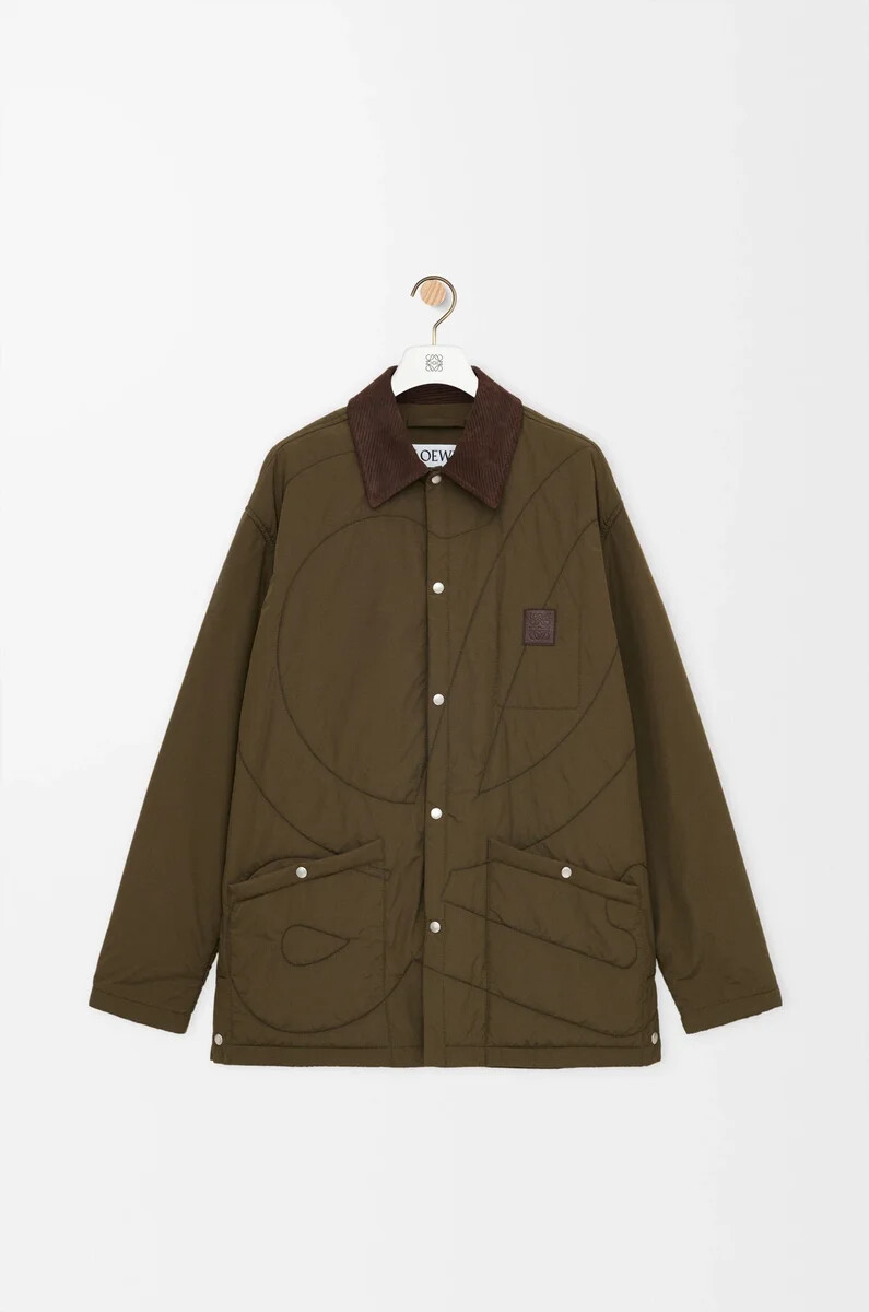 camisa acolchada de tejido técnico verde caqui
