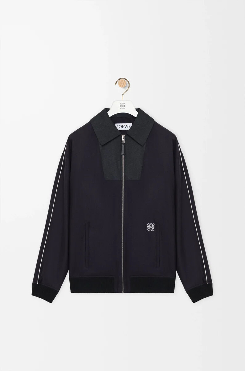 chaqueta de chándal de lana azul marinogris