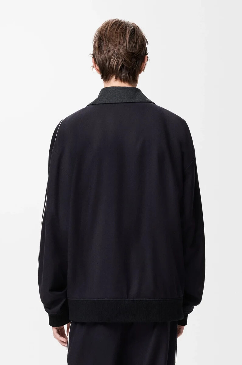 chaqueta de chándal de lana azul marinogris