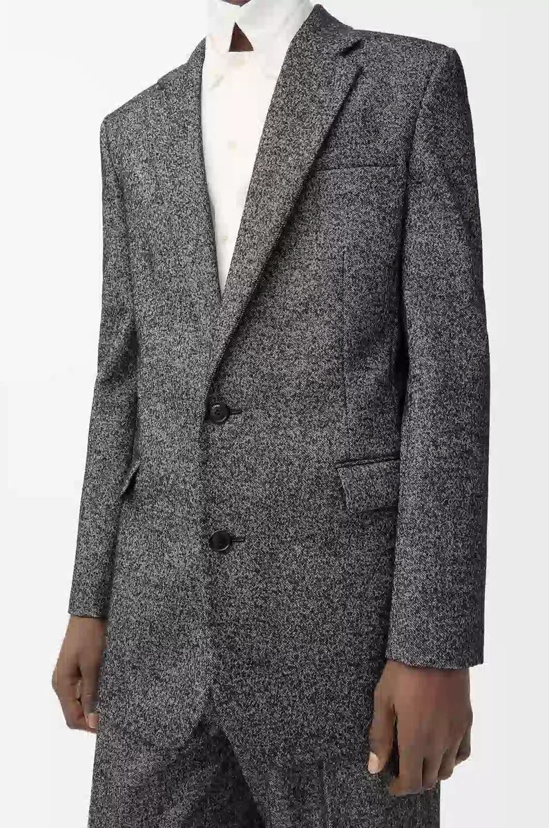 chaqueta en mezcla de lana negroblanco
