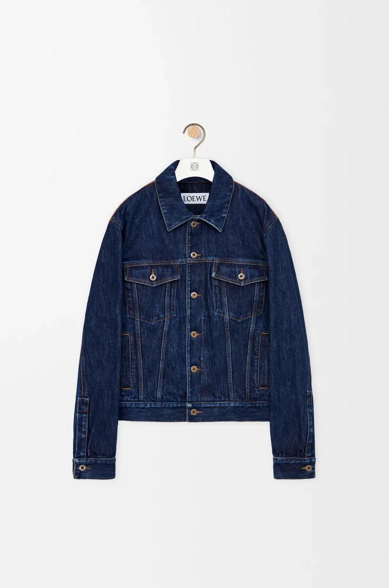 chaqueta híbrida en denim y napa de becerro raw denim
