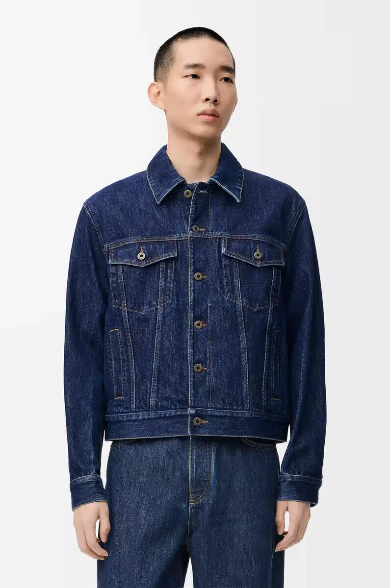 chaqueta híbrida en denim y napa de becerro raw denim