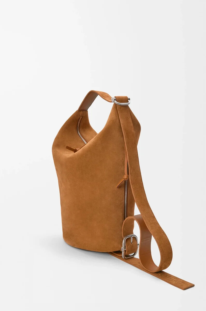 bolso de mano loop en ante de becerro color tabaco