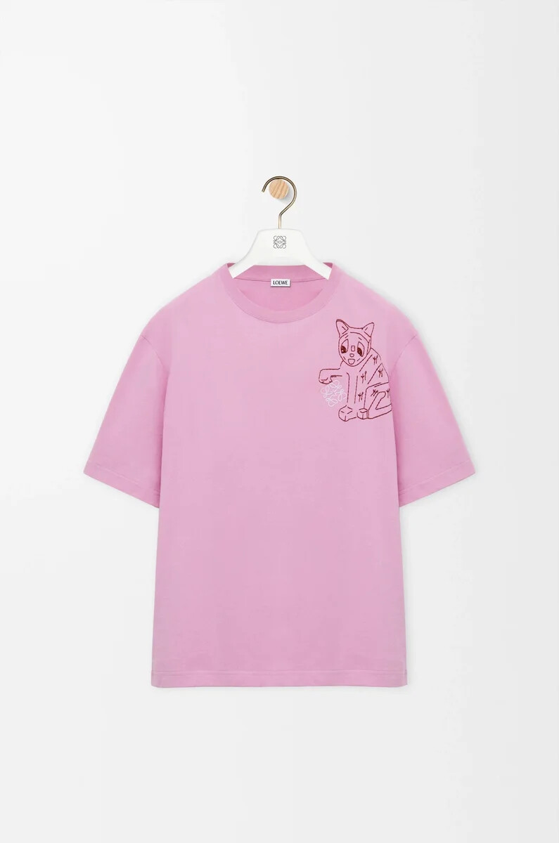 camiseta holgada de algodón rosa