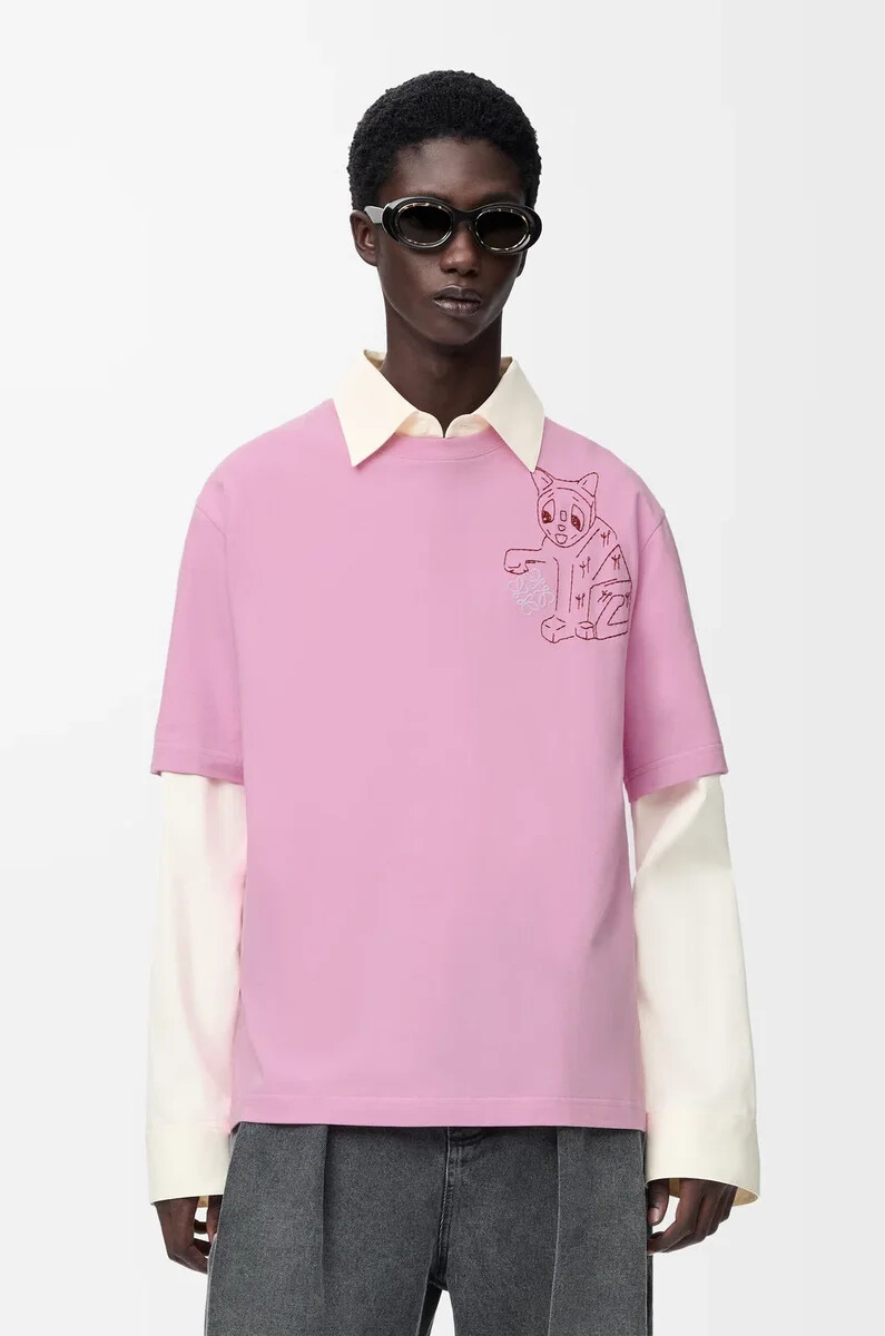 camiseta holgada de algodón rosa