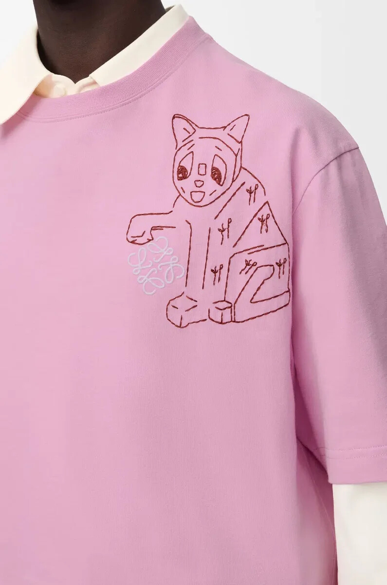 camiseta holgada de algodón rosa