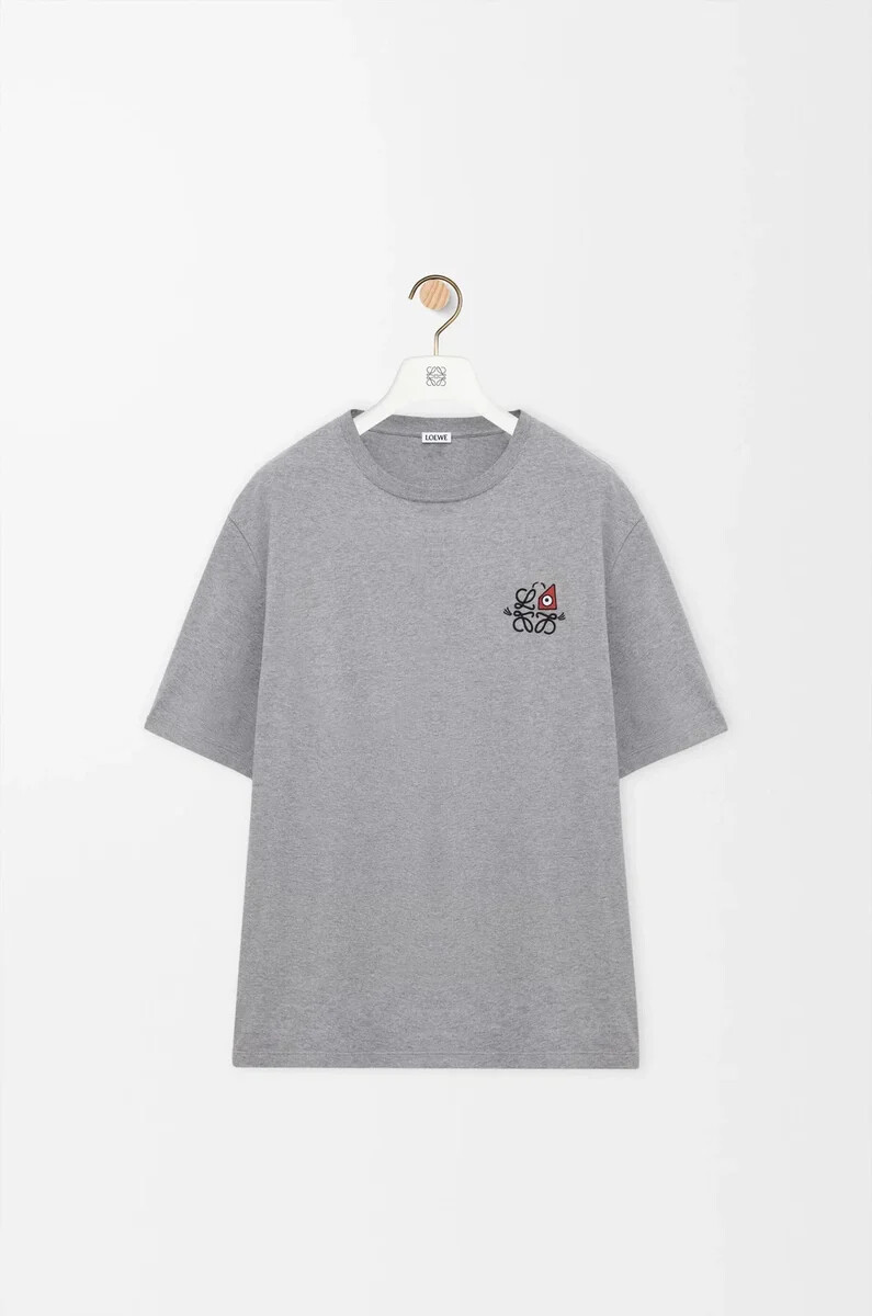 camiseta holgada de algodón gris jaspeado