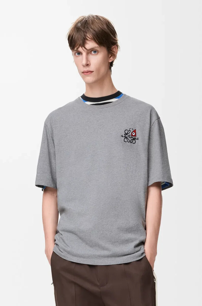 camiseta holgada de algodón gris jaspeado