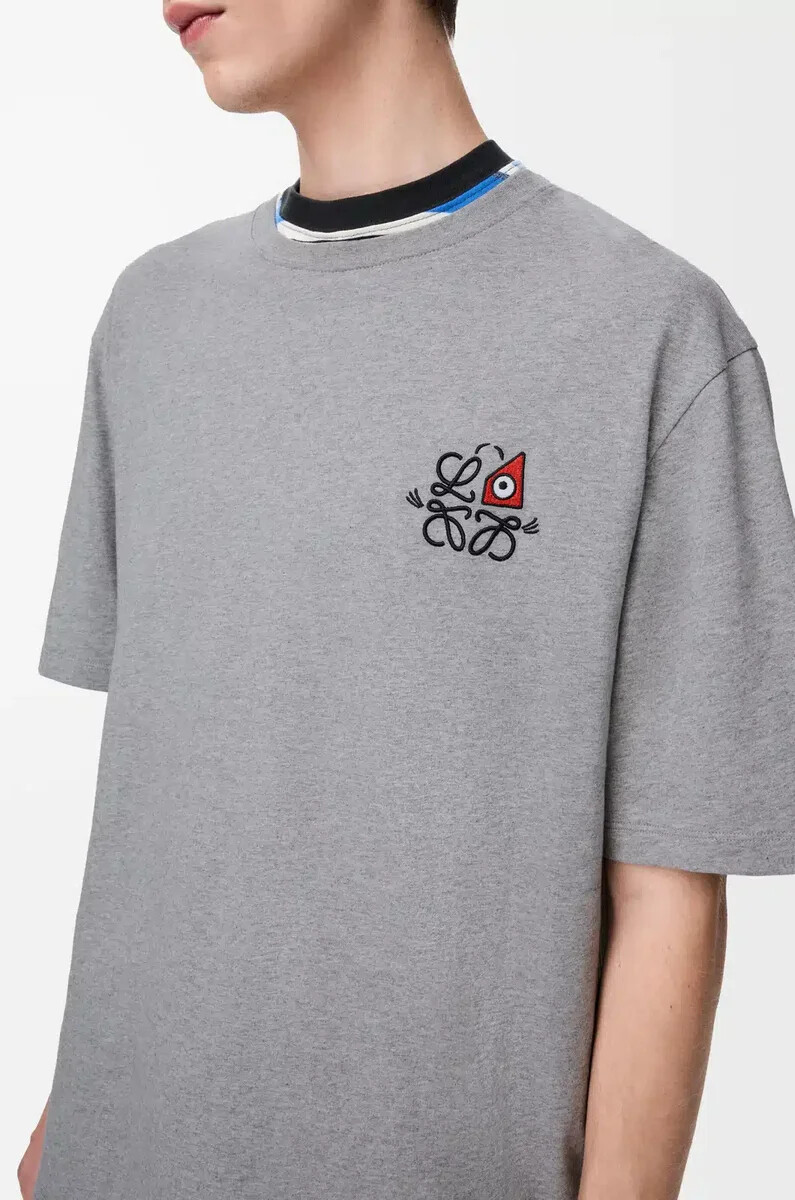 camiseta holgada de algodón gris jaspeado