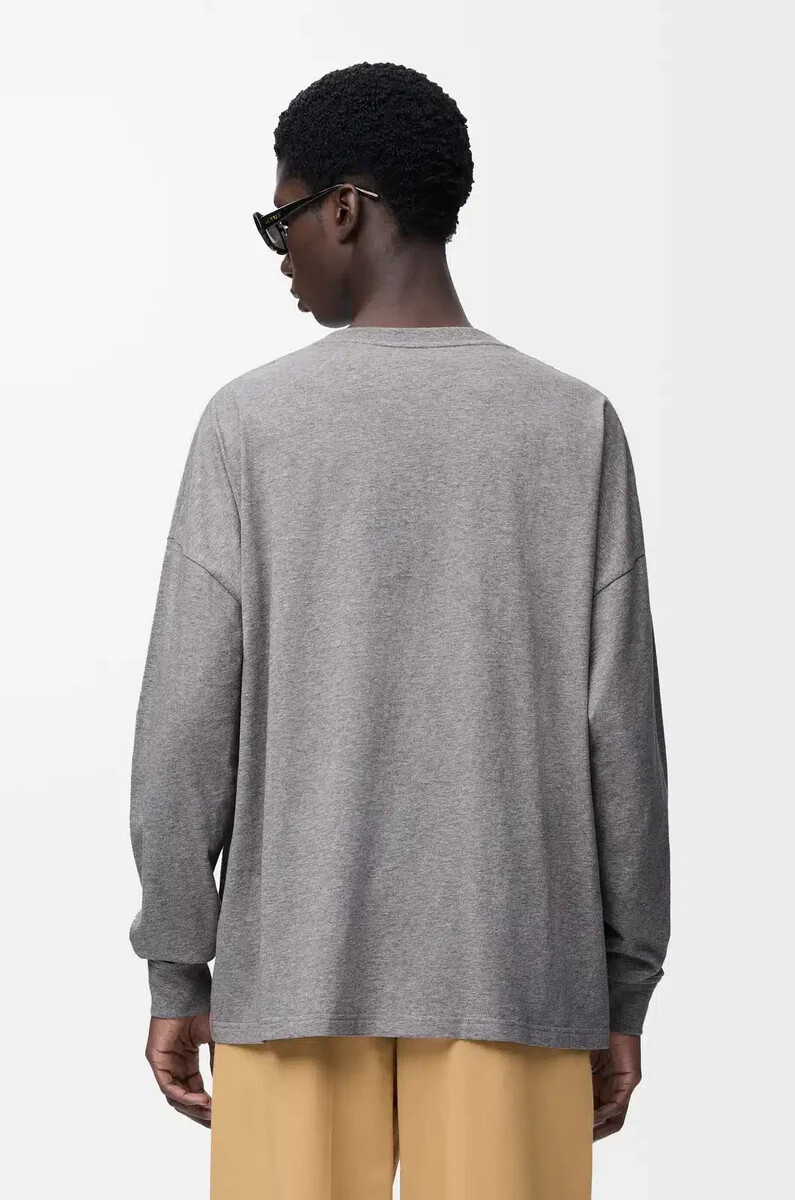 camiseta de manga larga en algodón gris melange
