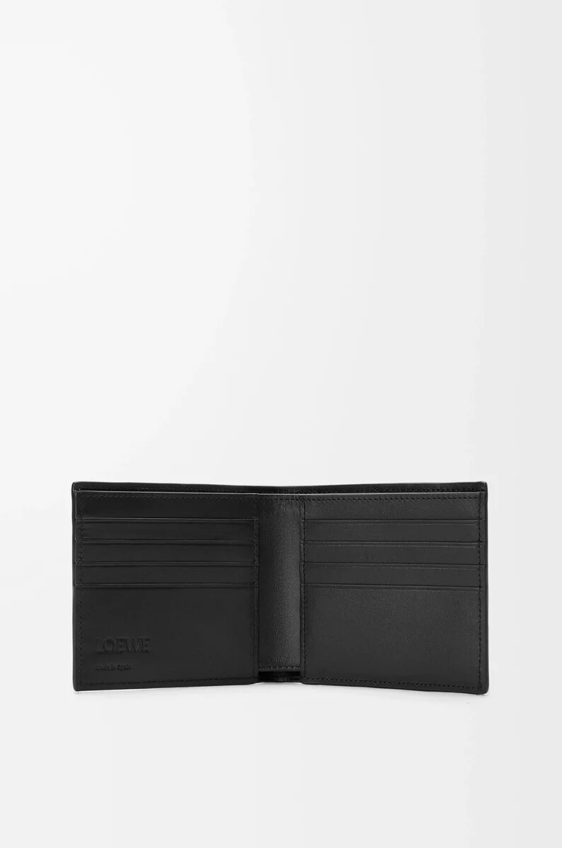 cartera plegable puzzle en piel de becerro granulada flexible color negro
