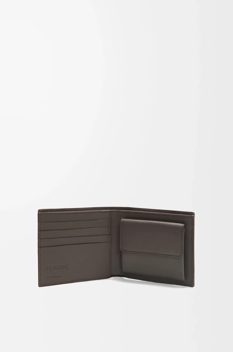 monedero plegable puzzle en piel de becerro clásica gris oscuro