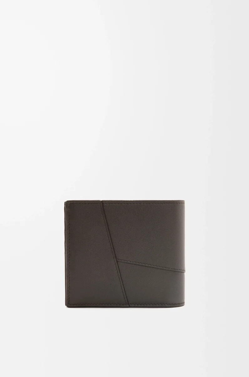 monedero plegable puzzle en piel de becerro clásica gris oscuro