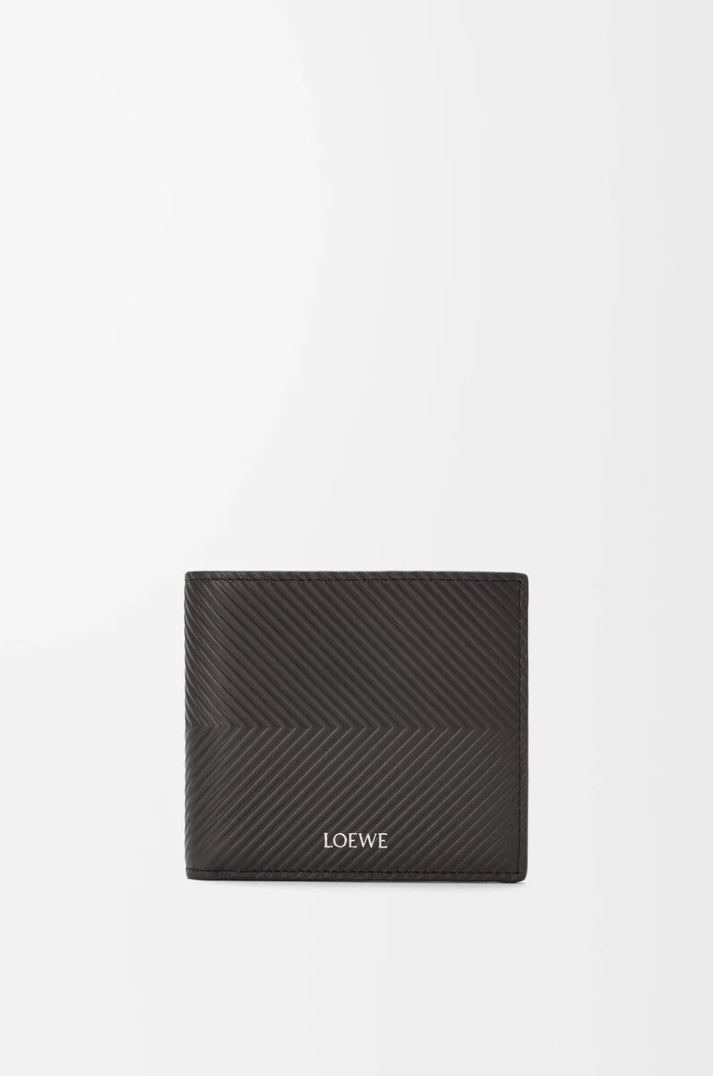 monedero plegable en piel de becerro clásica texturizada gris oscuro