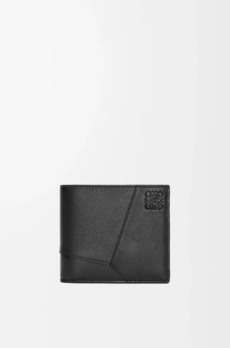 cartera plegable puzzle en piel de becerro clásica negra
