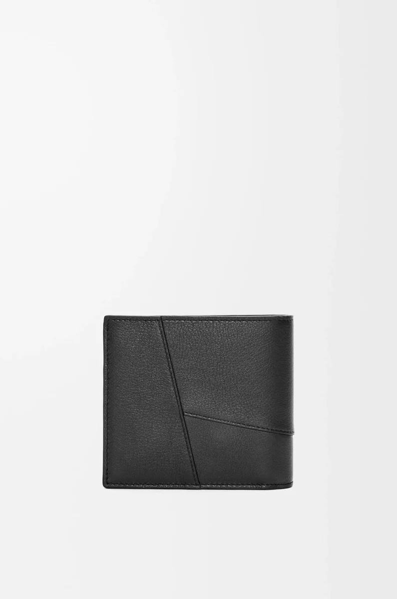 cartera plegable puzzle en piel de becerro clásica negra