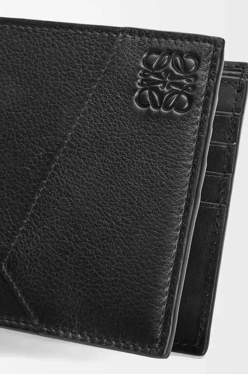 cartera plegable puzzle en piel de becerro clásica negra