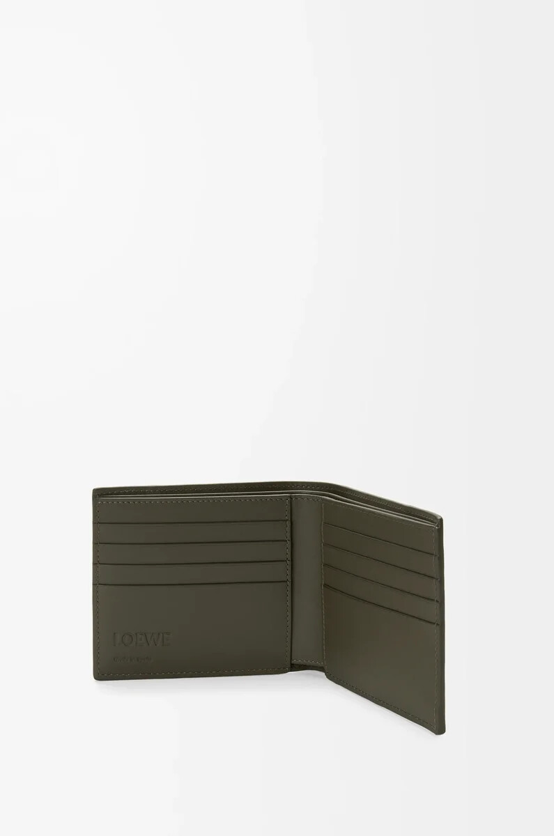 cartera plegable puzzle en piel de becerro clásica color caqui oscuro