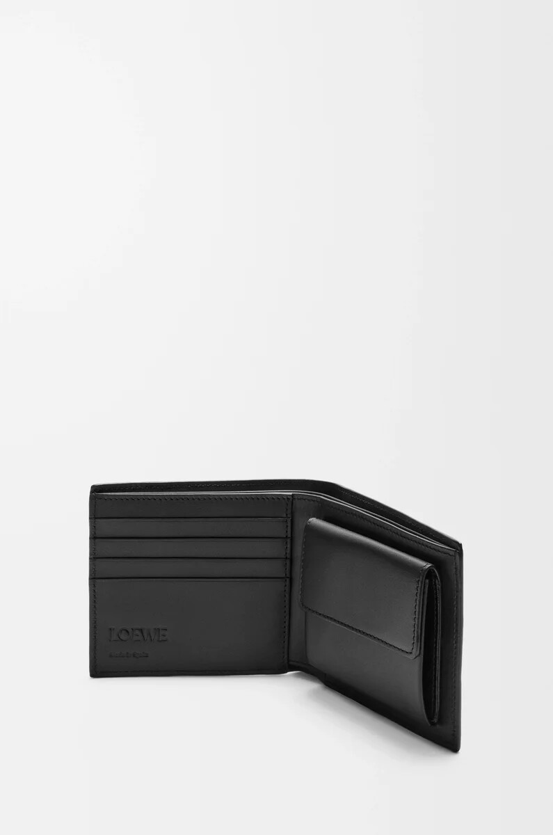 monedero plegable puzzle en piel de becerro clásica negra