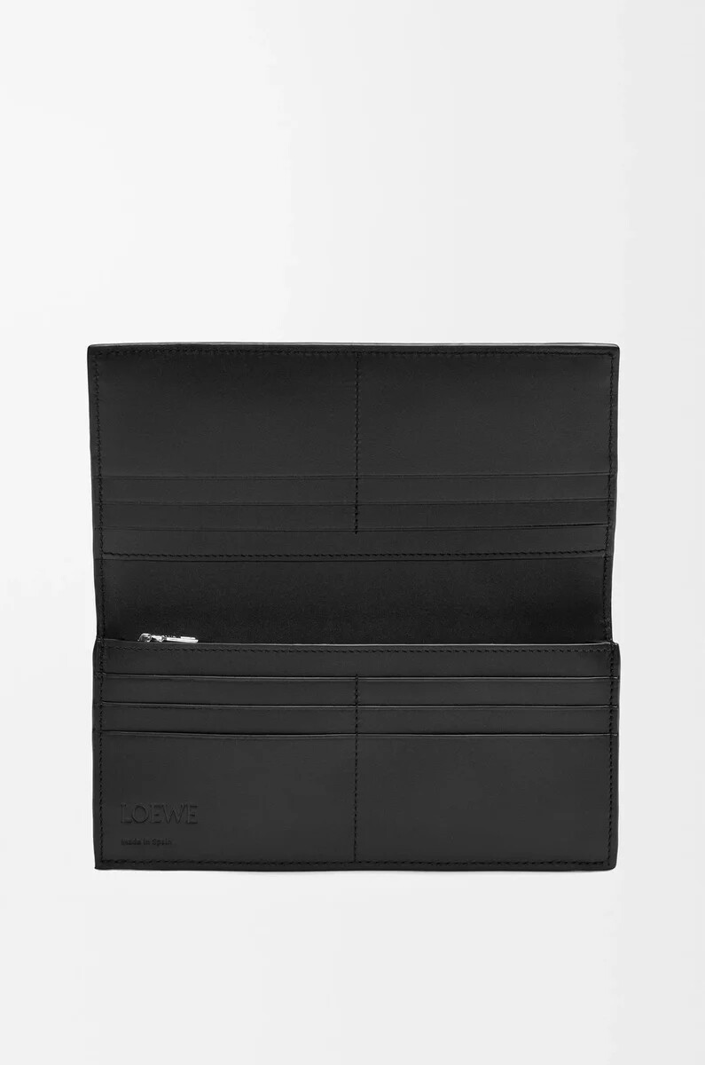 cartera larga horizontal puzzle en piel de becerro clásica negra