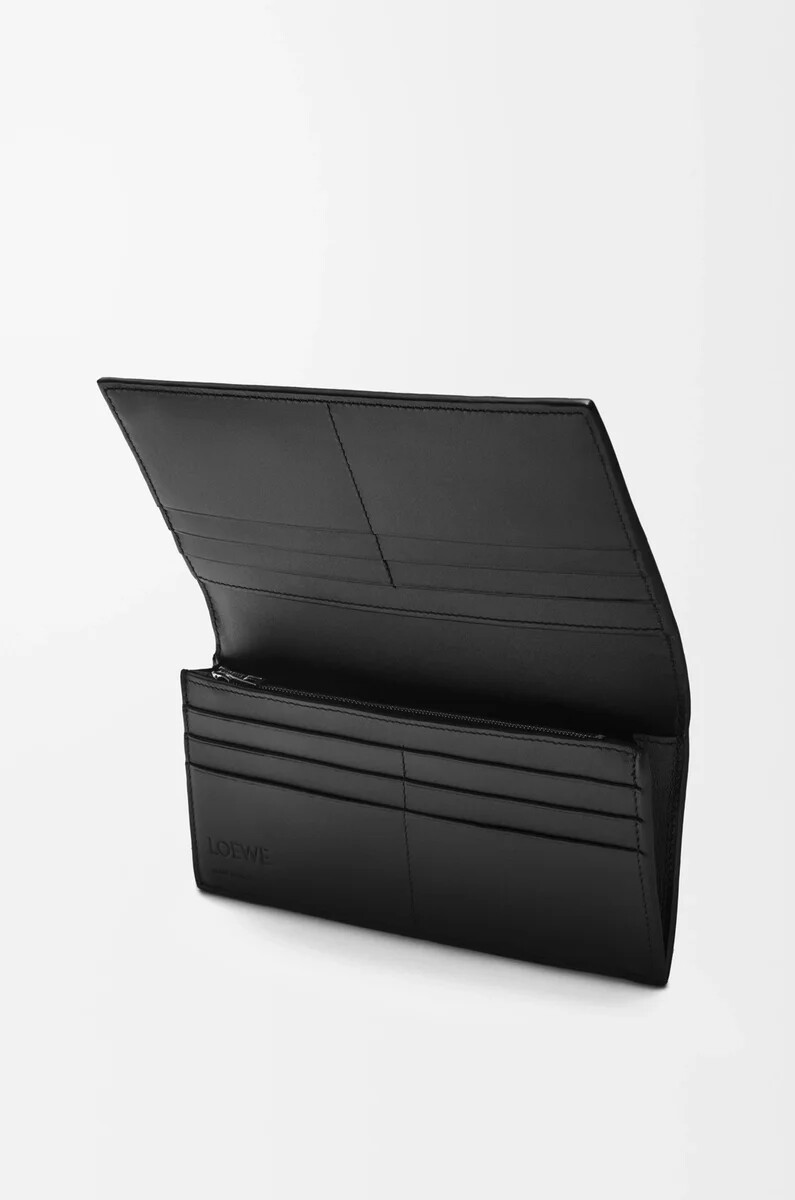 cartera larga horizontal puzzle en piel de becerro clásica negra
