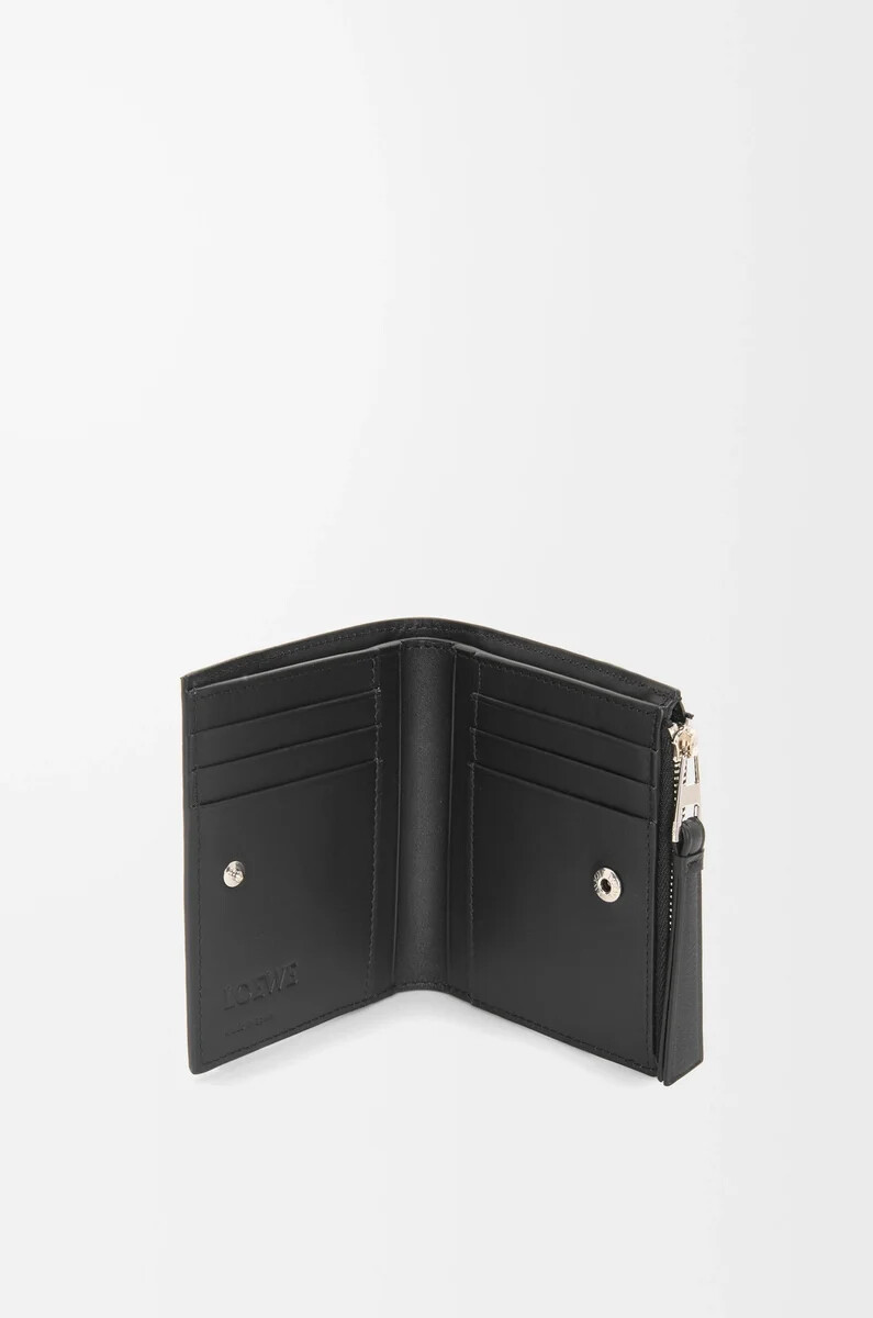 cartera compacta y delgada puzzle en piel de becerro clásica negra