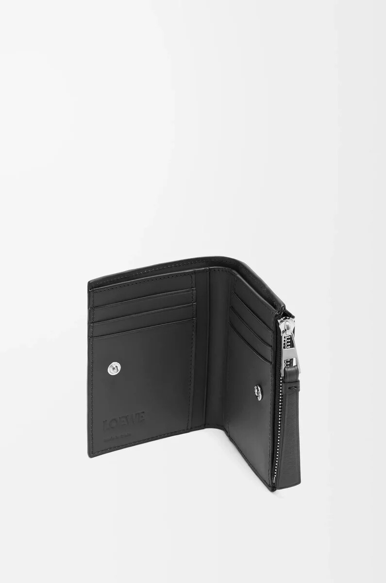 cartera compacta y delgada puzzle en piel de becerro clásica negra