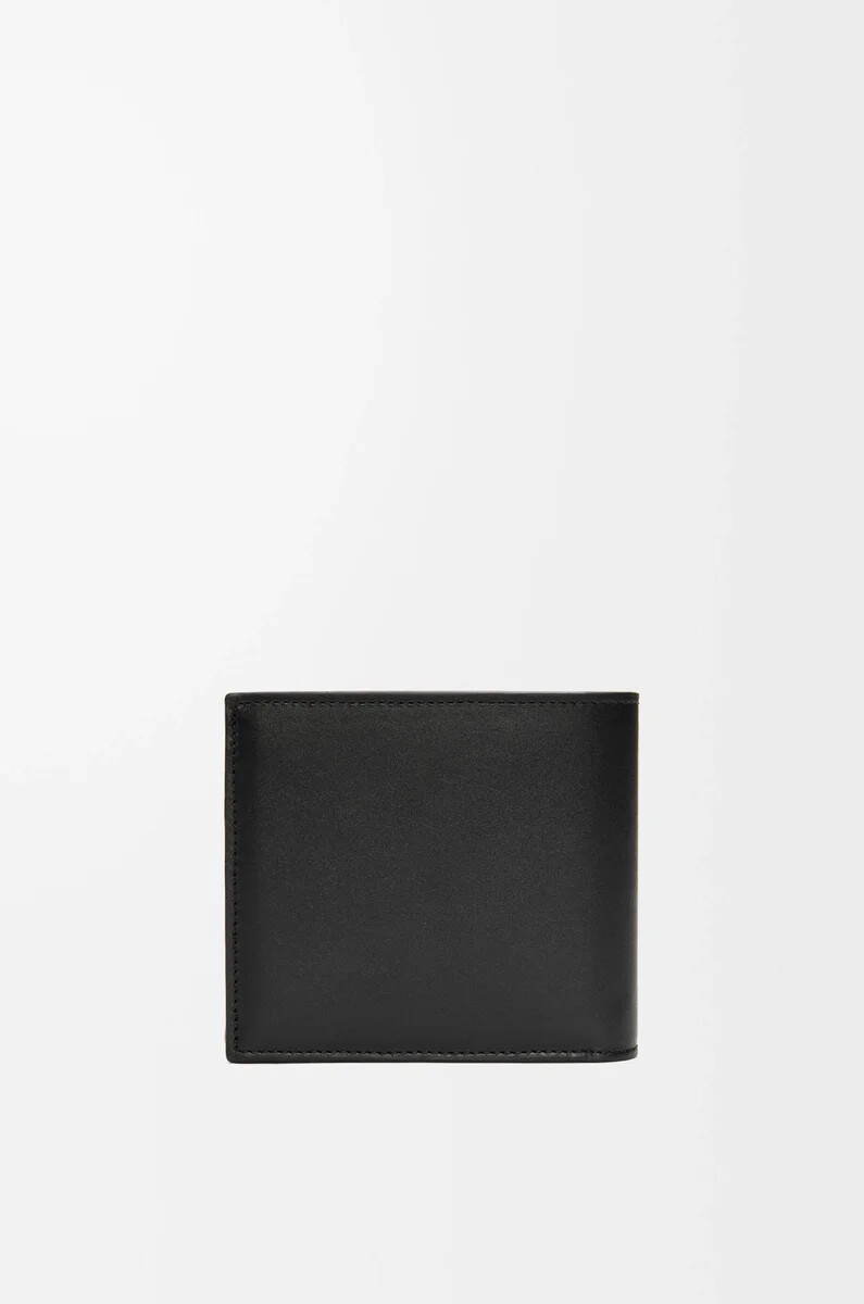 monedero plegable de piel de becerro satinada color negro