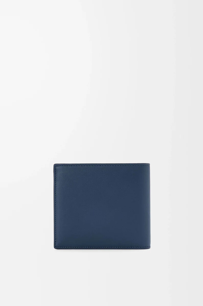 monedero plegable en piel de becerro satinada color índigo