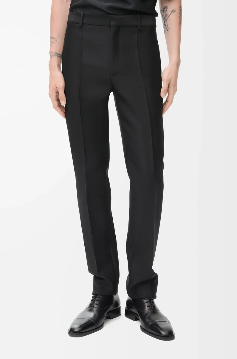 pantalones de lana y seda negro