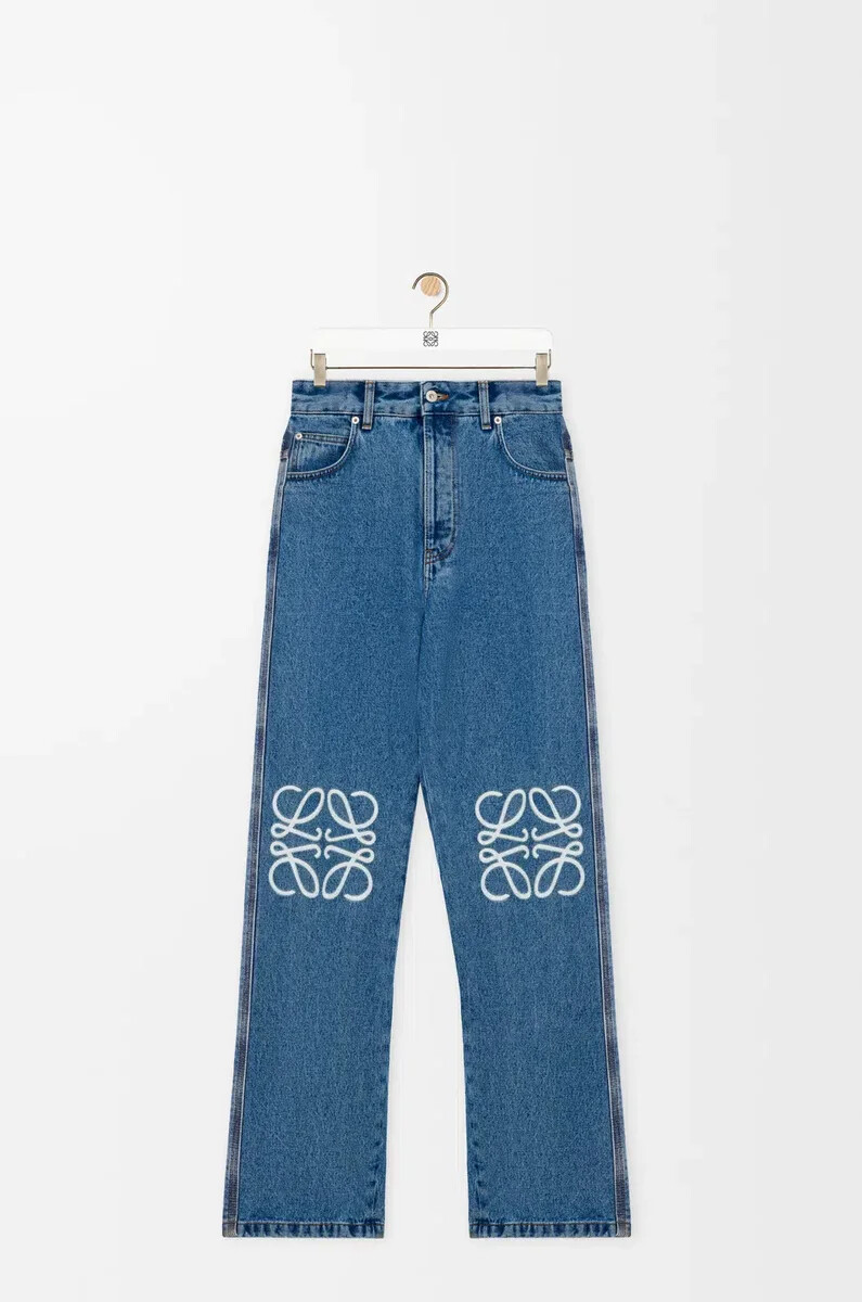 vaqueros holgados con anagrama en denim azul medio