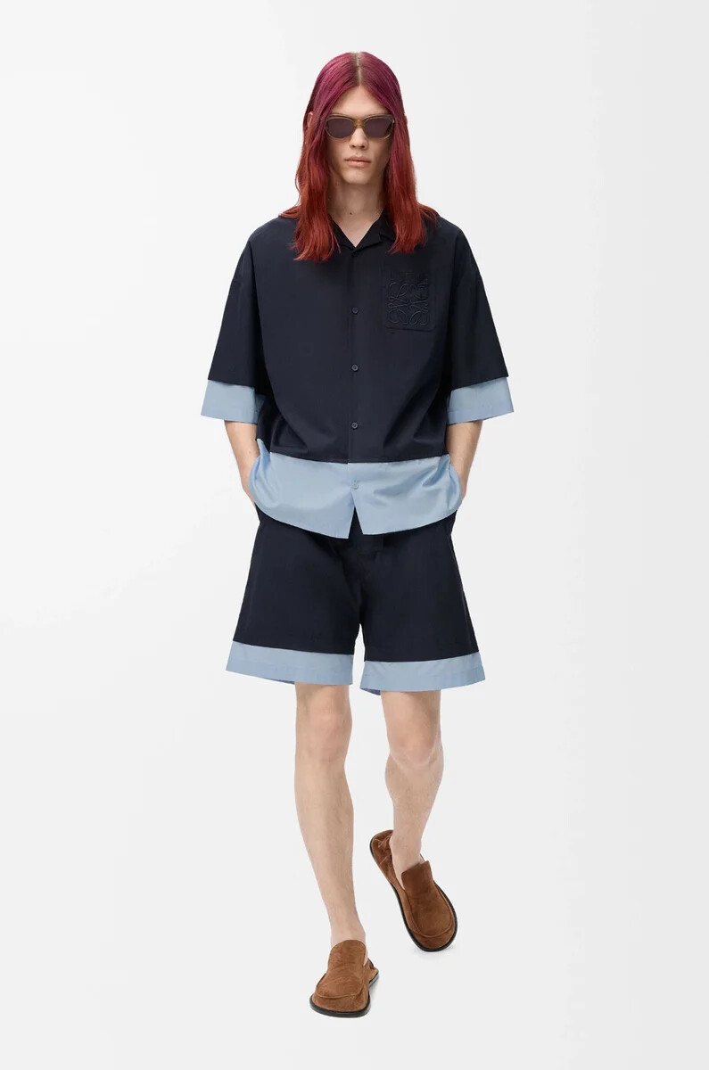 pantalones cortos de algodón azul marino oscuroazul claro