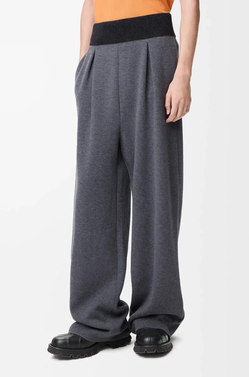 pantalones de lana gris melange