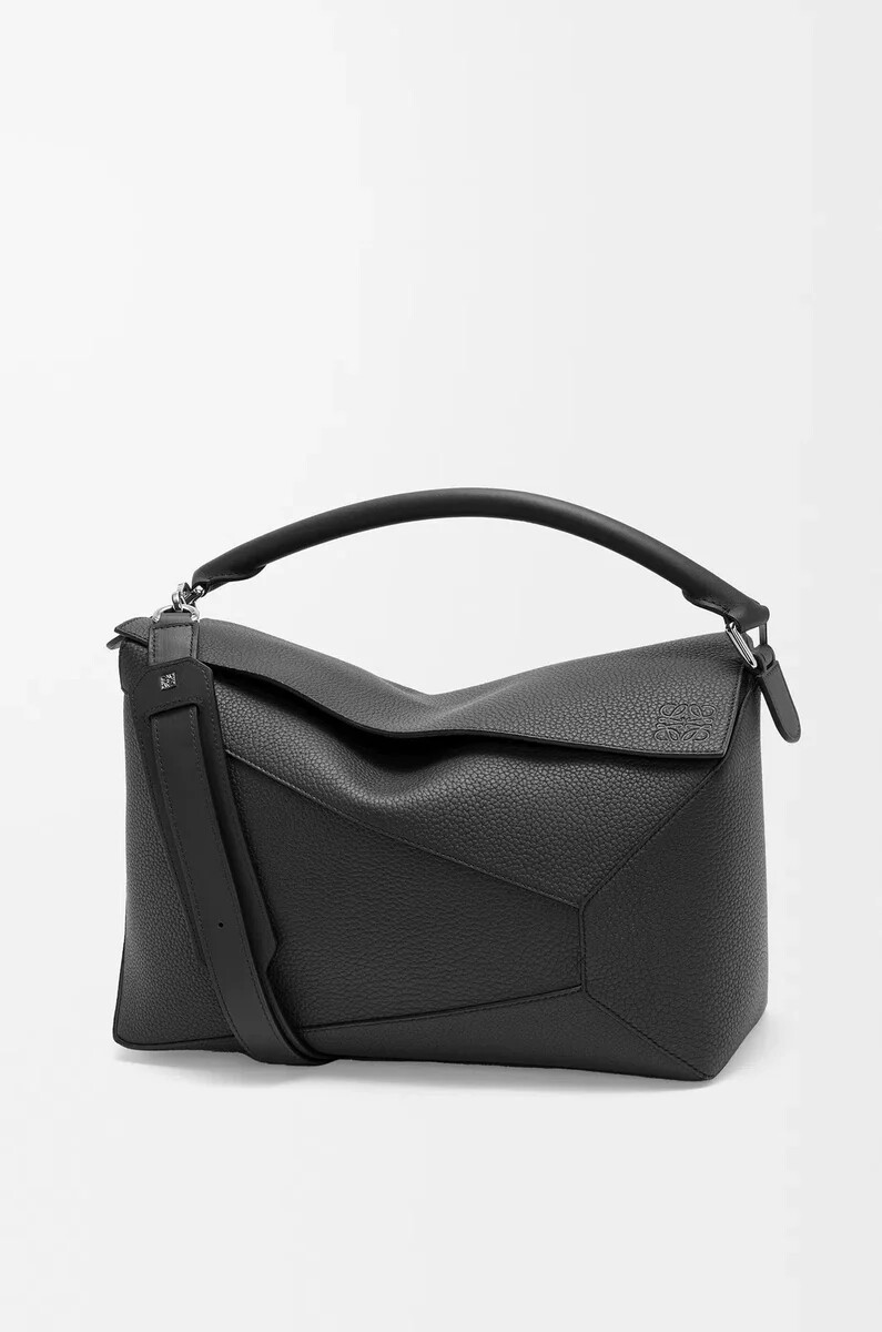bolso grande puzzle edge en piel de becerro granulada negro