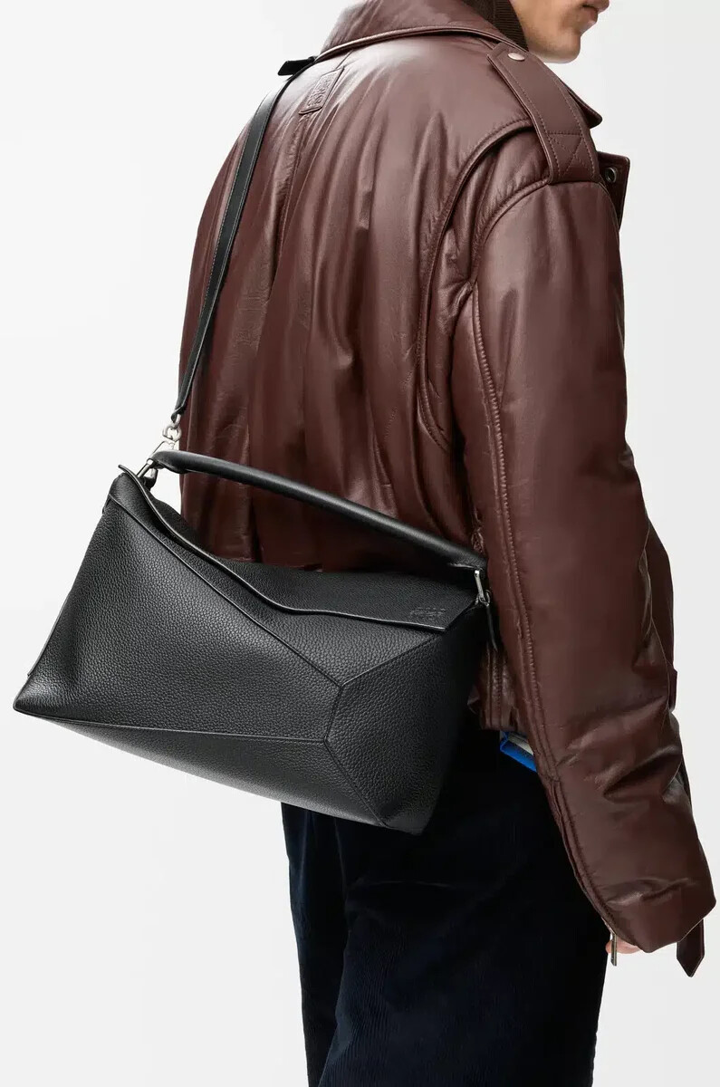 bolso grande puzzle edge en piel de becerro granulada negro