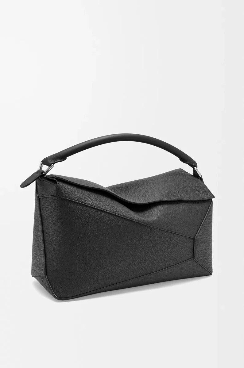 bolso grande puzzle edge en piel de becerro granulada negro