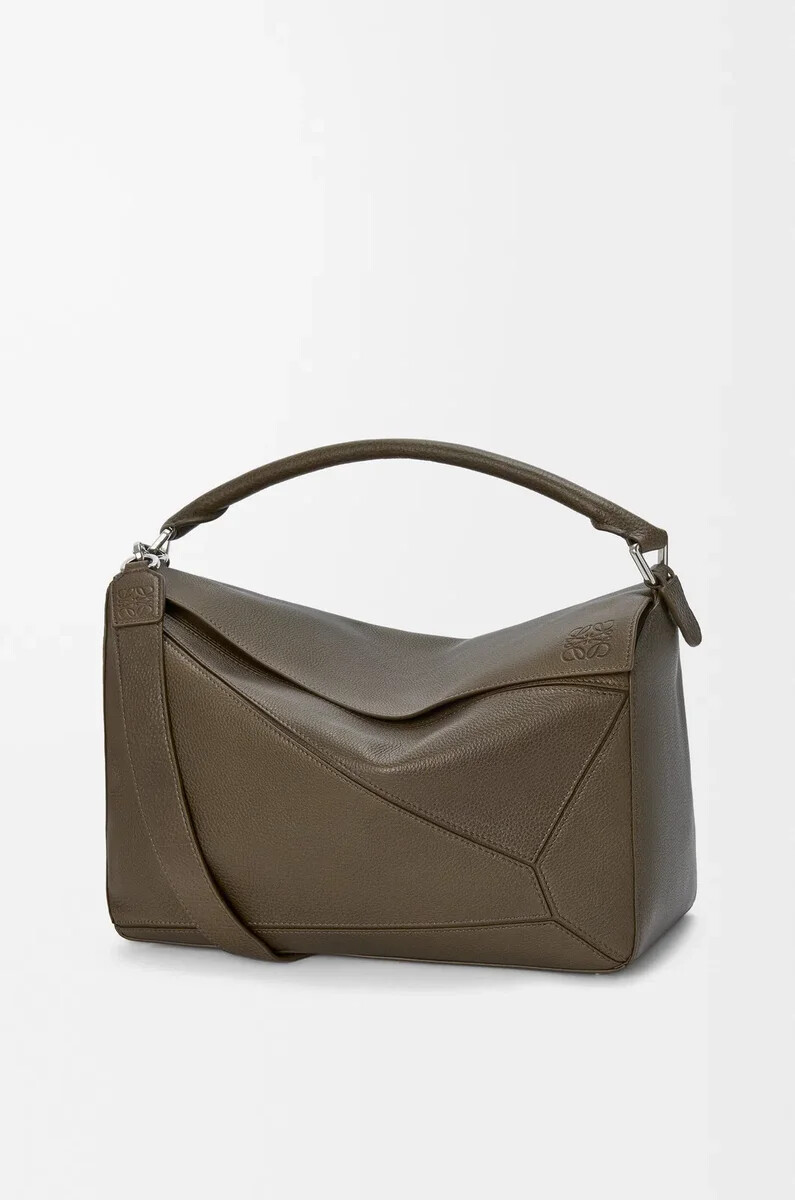 bolso puzzle grande en piel de becerro granulada flexible tundra