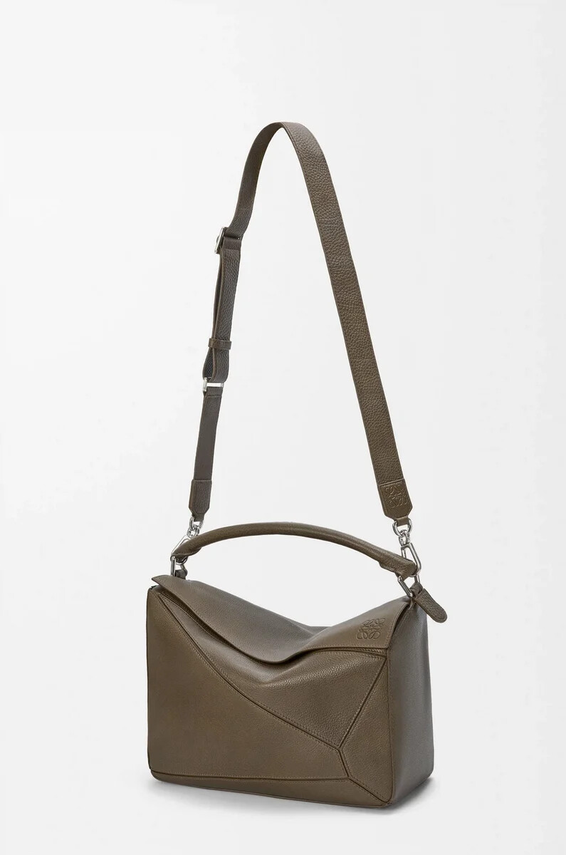 bolso puzzle grande en piel de becerro granulada flexible tundra