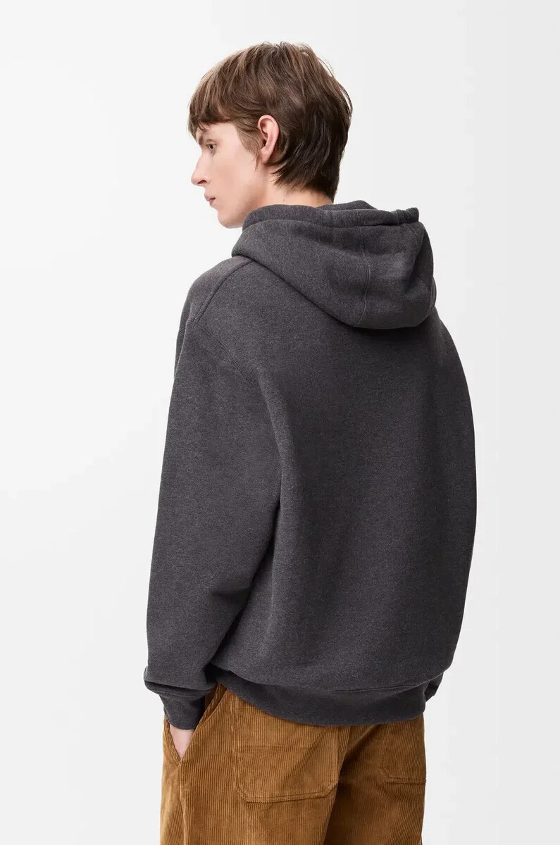 sudadera con capucha en algodón gris oscuro melange