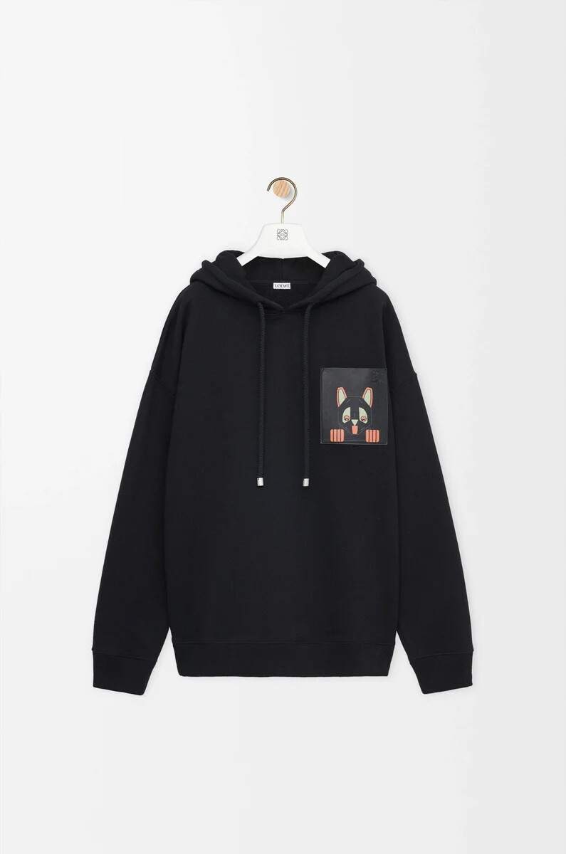 sudadera con capucha de corte relajado en algodón color negro