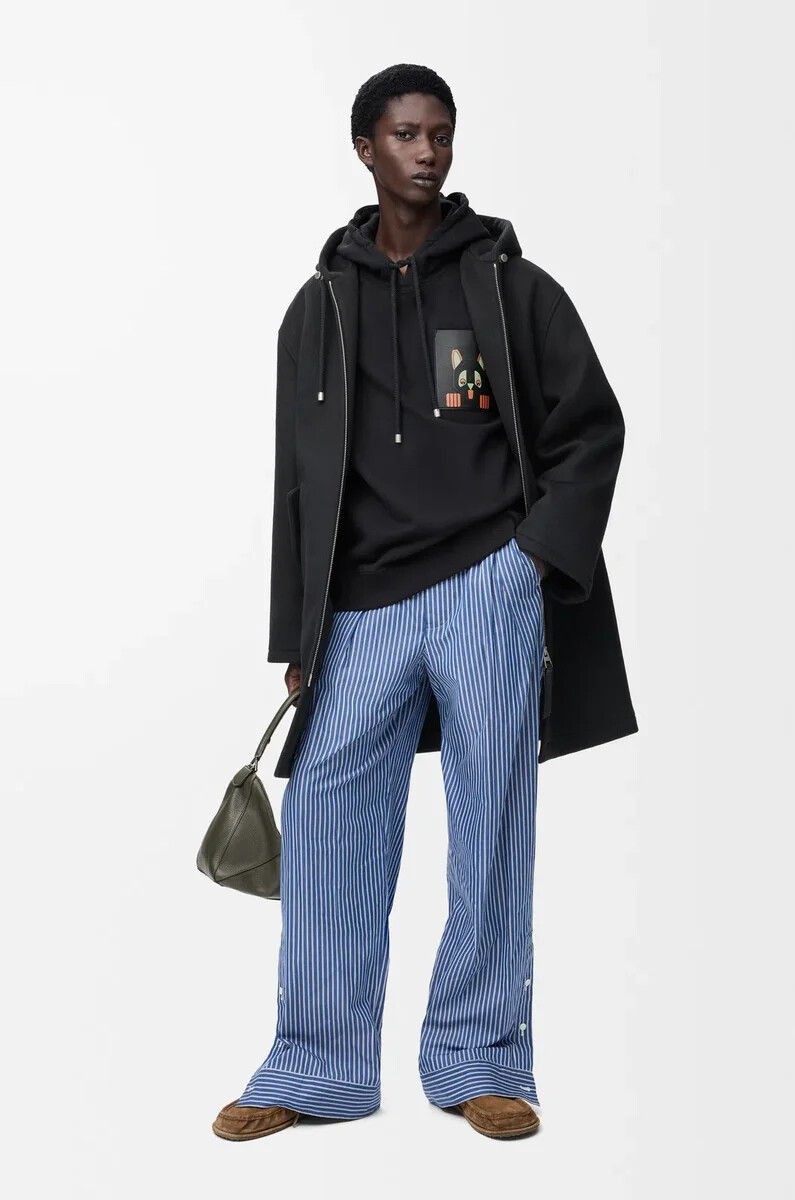 sudadera con capucha de corte relajado en algodón color negro