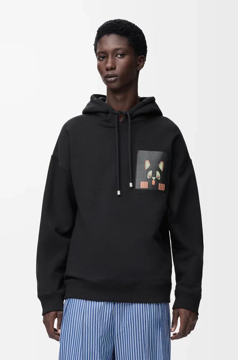 sudadera con capucha de corte relajado en algodón color negro